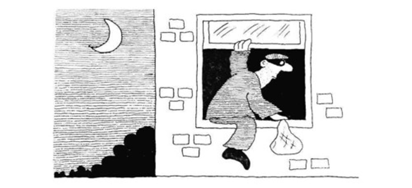 <p>to enter somewhere (e.g. a house) illegally, especially by</p><p>force</p>