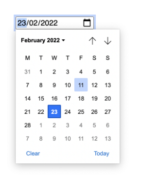 <p>allows user to configure a date</p>