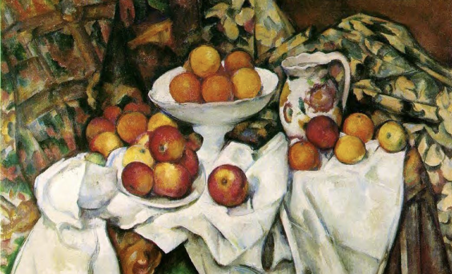 <p>Still Life with Apples and Oranges, Paul Cezanne 1899</p>