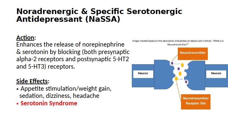 <ul><li><p>works on f norepinephrine &amp; serotonin </p></li></ul><p></p>