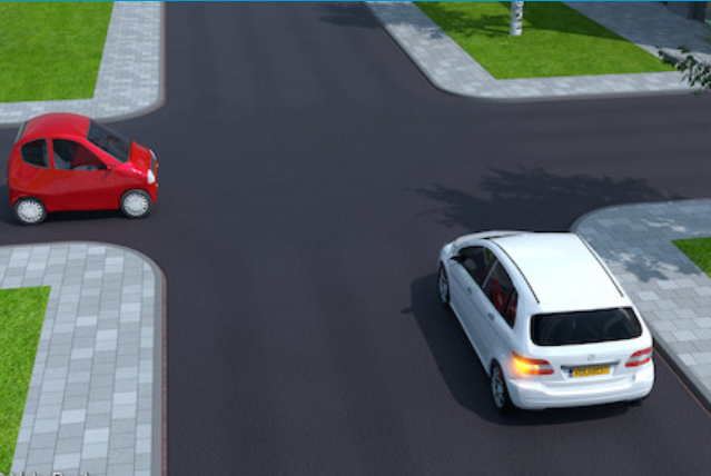 <p><span>You want to turn left. Do you have to give right of way to the motorised quadricycle?</span></p>