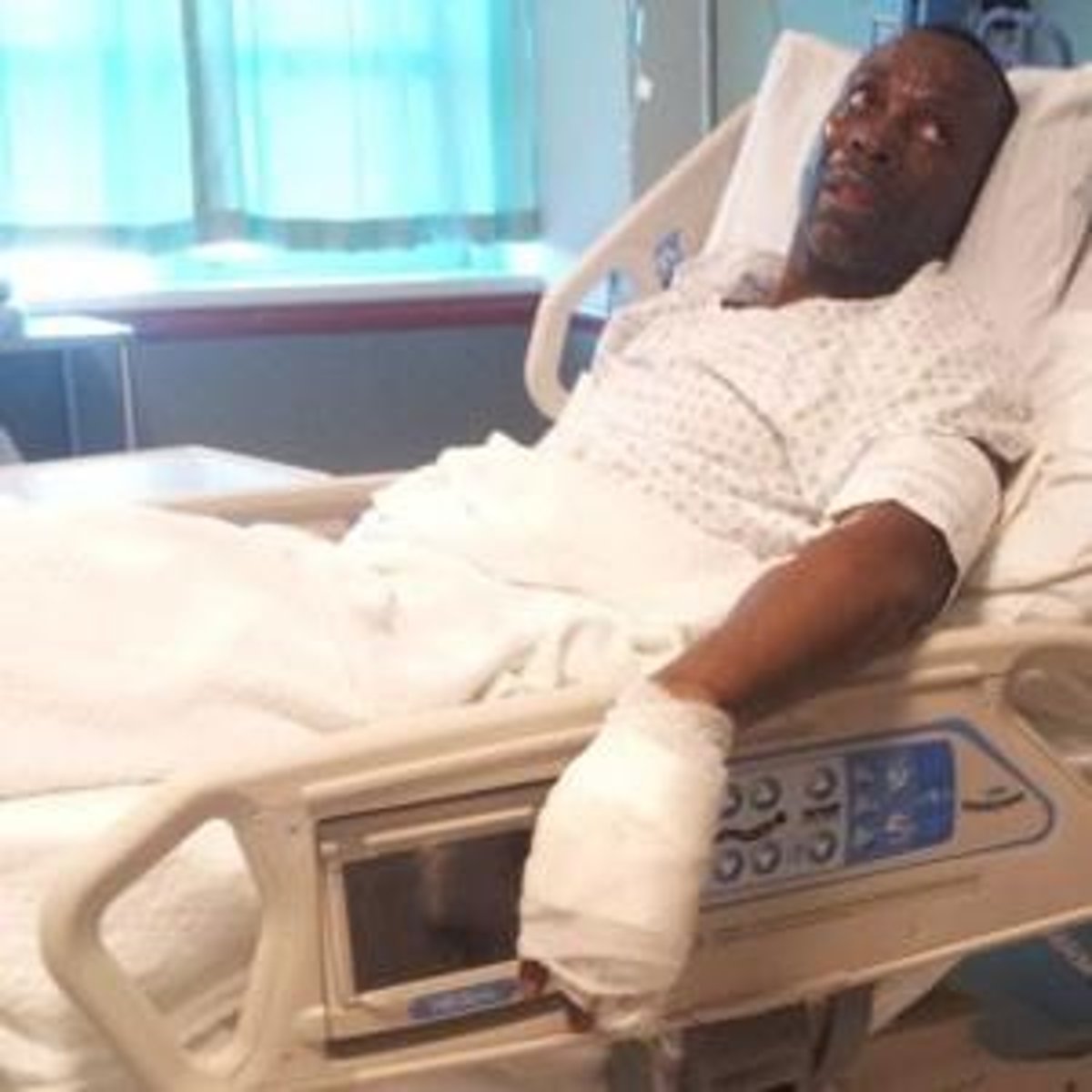 <p>cover with clean, dry cloth; treat for shock; seek medical attention immediately</p>