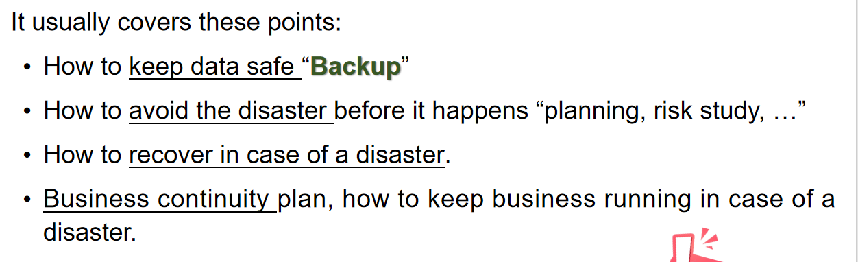 <p>plan that helps organizations react to a disaster</p>