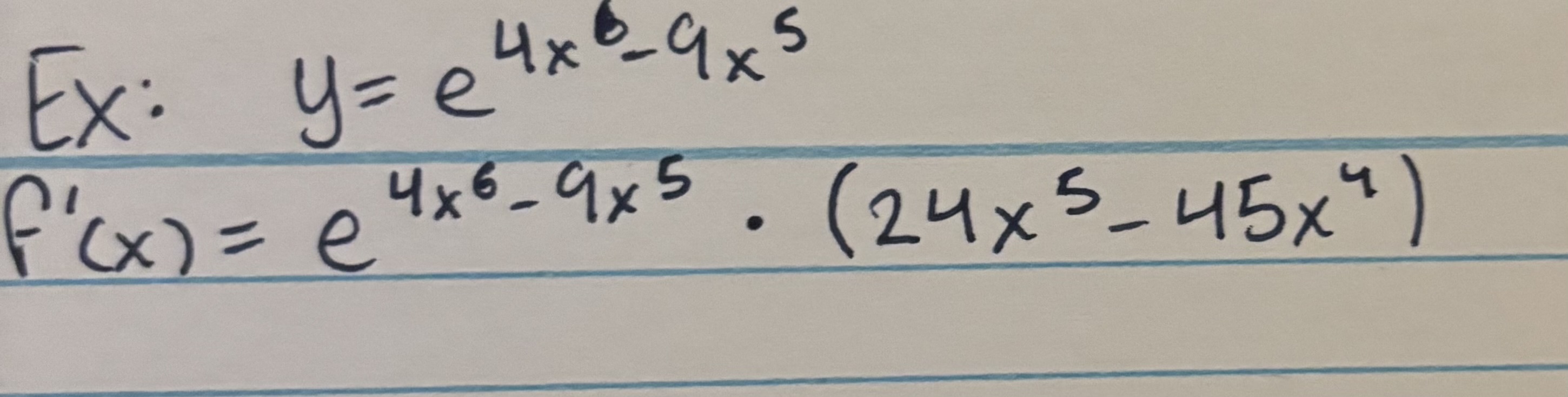 <p>f′(x)=e<sup>xxx</sup>· (Derivative of xxx)</p>