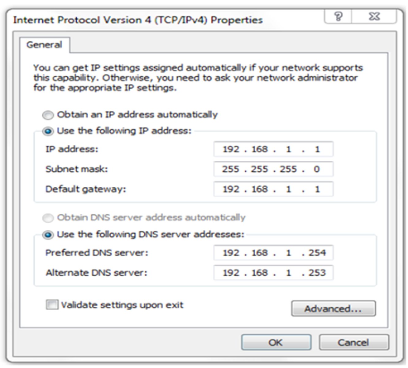 <p>The default gateway address is incorrect</p>