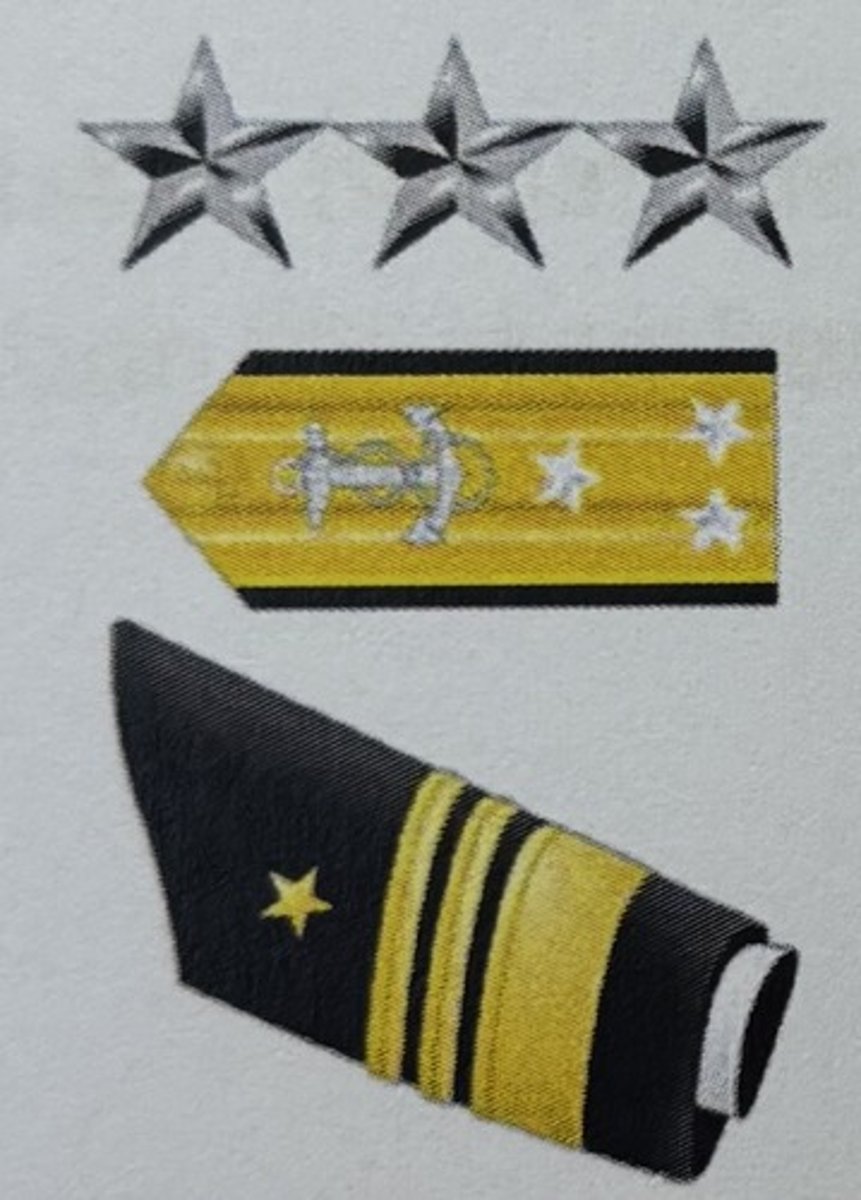 <p>"Lieutenant General"</p><p>Army: LTG</p><p>MC: LtGen</p><p>AF/SF: Lt Gen</p><p>Navy/CG: "Vice Admiral" (VADM)+Sleeve designs</p>