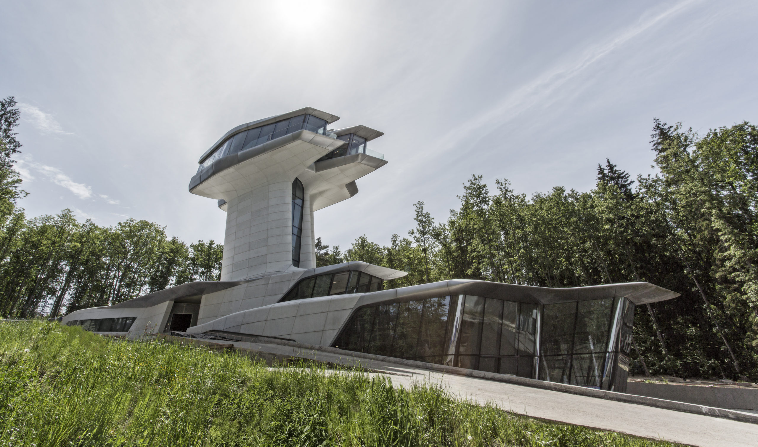 <p>was Zaha Hadid&apos;s only private residential design. Located in a forest near Moscow, the $140 million project is half submerged into the ground.</p>