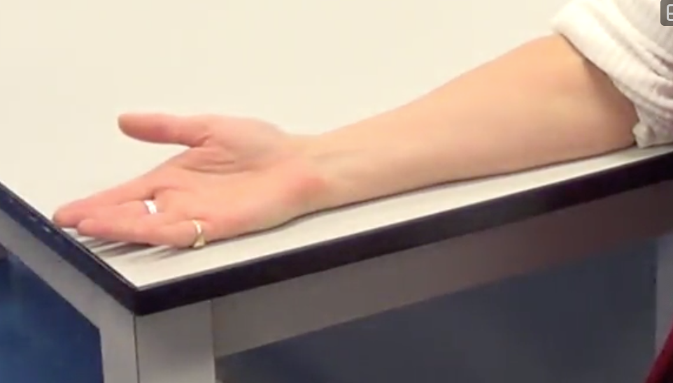 Forearm is supine on table