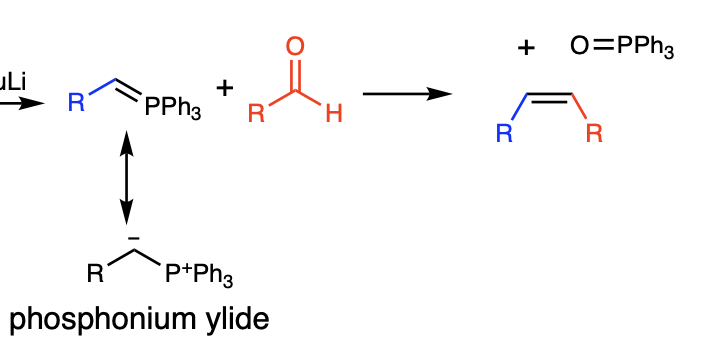 <p>R=PPh3 (aka phosphonium ylide attached to R group)</p>