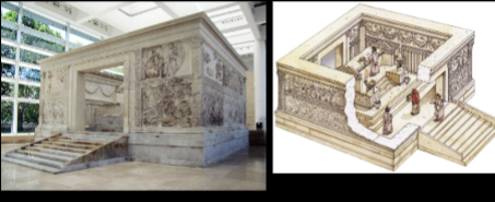 <ul><li><p><span style="background-color: transparent;"><span>The obelisk is in visual dialogue with Augustus’ Ara Pacis → the whole thing functions as a sort of sun dial&nbsp;</span></span></p><ul><li><p><span style="background-color: transparent;"><span>Can tell you day of year, every day at noon if you look at the pavement and trace the shadow of the obelisk</span></span></p></li><li><p><span style="background-color: transparent;"><span>On the summer equinox, the indicator points to the center of the Ara Pacis</span></span></p></li></ul></li></ul><p></p>