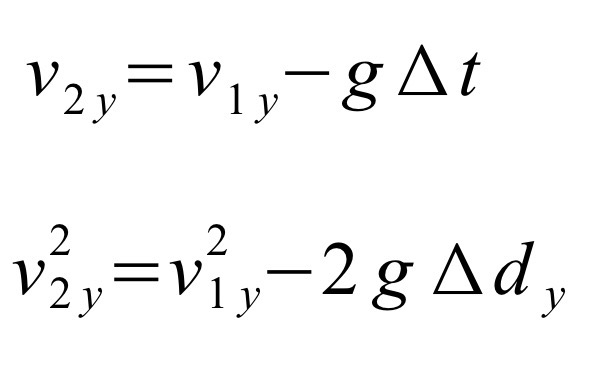<p>Solving for v2 using time and distance, acceleration in y-axis is g, vertical velocity will change.&nbsp;</p>