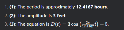 <ol start="3"><li><p>(3). 3cos(24<em>π</em>​/149 t) +5</p></li></ol><p></p>