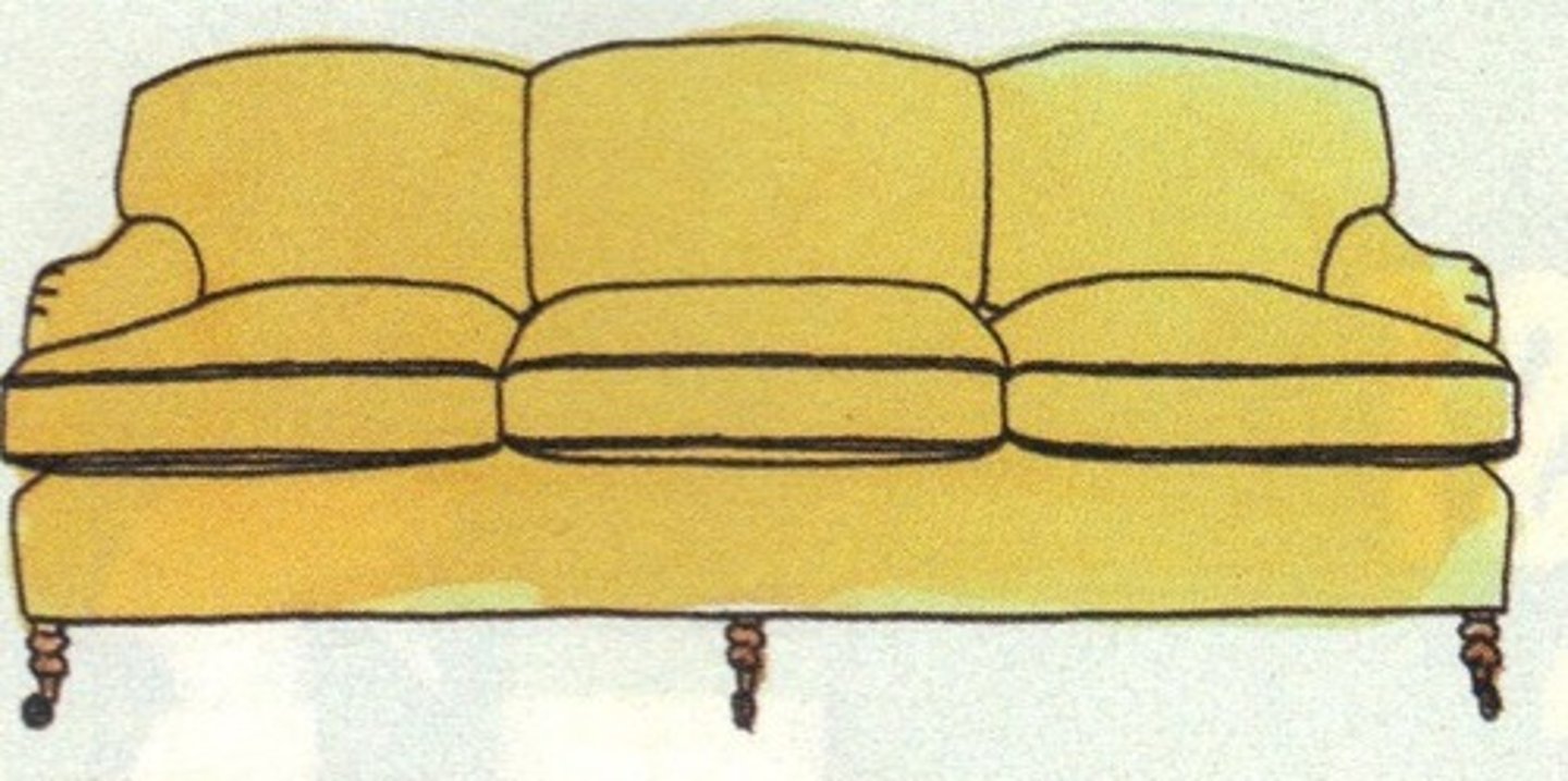 <p>features scrolled arms with curved backs that are higher than the arms; and has visible legs</p>