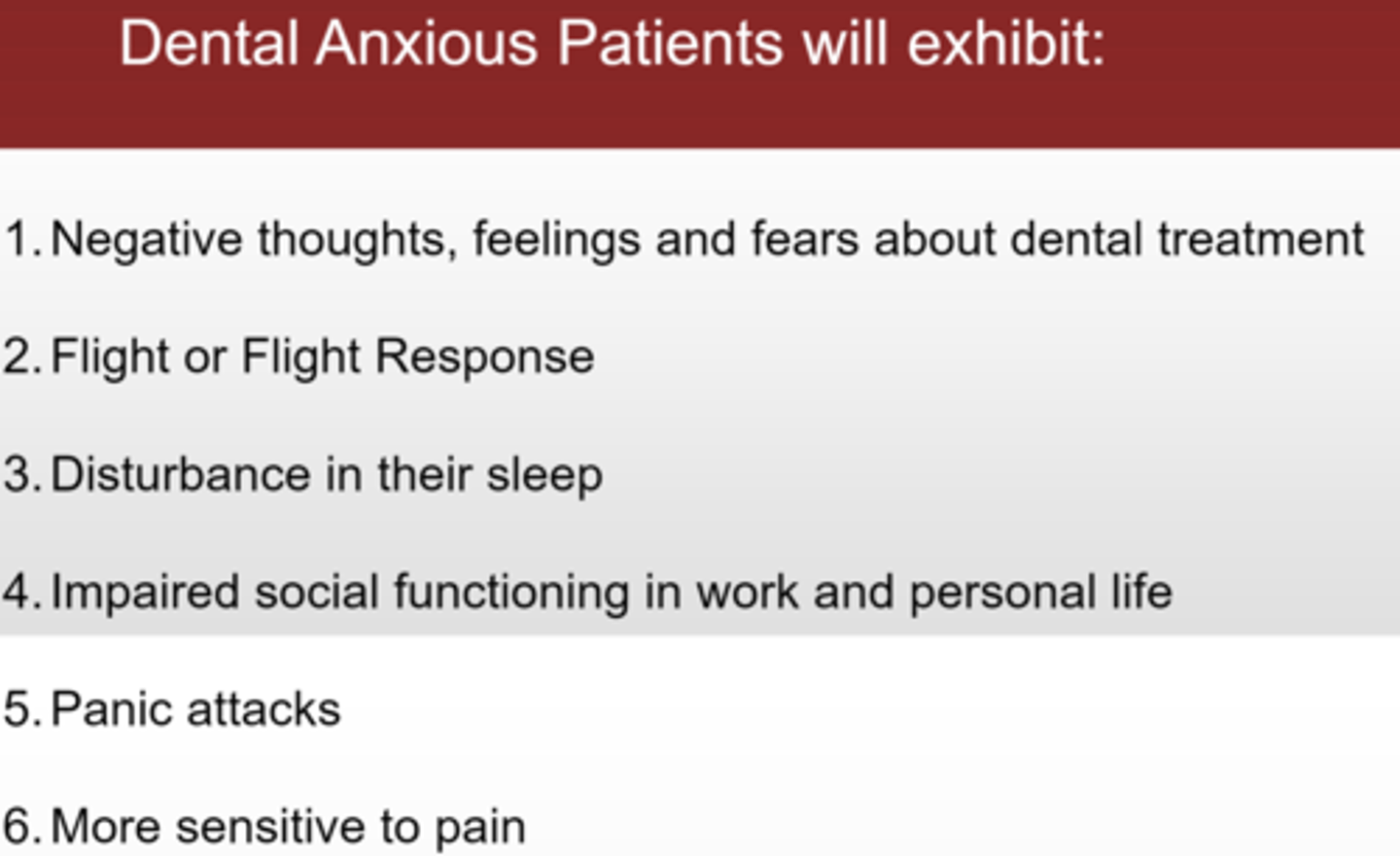 <p>• All of the above (Flight or fight response, panic attacks, more sensitivity to pain, sleep disturbances)</p>
