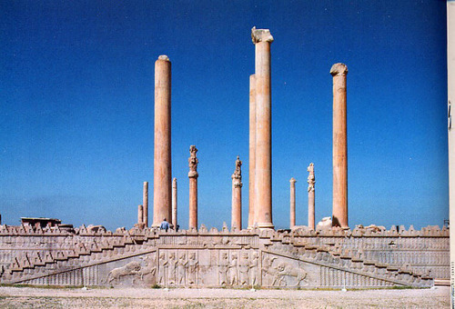 Persepolis, Iran
Persian
520-465 BCE
Limestone

Ceremonial center for Persians, no slavery or forced beliefs of conquered peoples

23 kings of conquered subjects offering gifts to Persian king