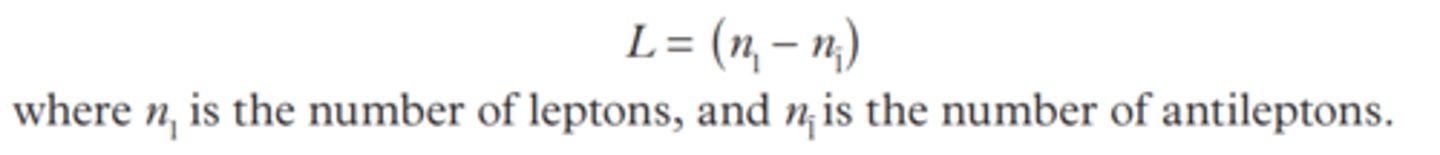 <p>A number describing the nature of elementary particle reaction. The number represents the difference between the number of leptons and anti-leptons in a elementary particle reaction.</p>