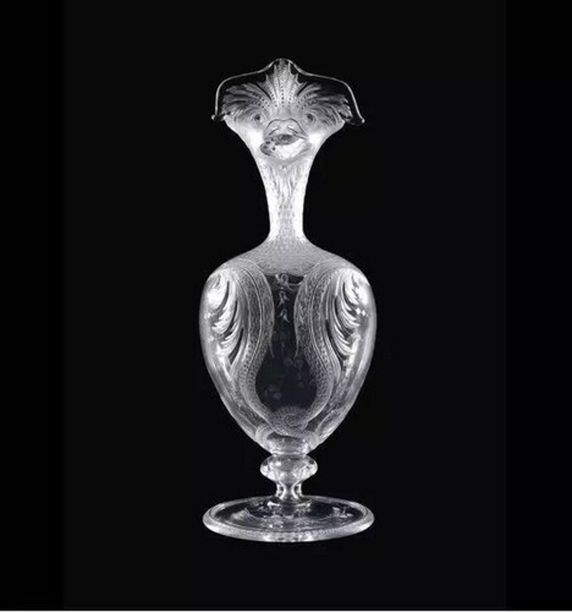 <p>A water clear bubble free product. It was first made in Baccarat, France, with a leaden composition. Although colored various colors is made, the clear crystal produced is much greater than the colored crystal.</p><p>At first, only blow glass was made but later on they adopted the pressed-glass method of Sandwich.</p>