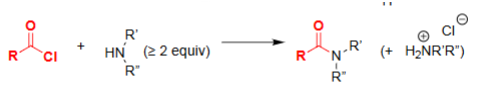 <ul><li><p>Serves as the nucleophile that attacks the acid chloride.</p></li><li><p>Requires ≥2 equivalents: one to react, one to neutralize HCl.</p></li><li><p>Prevents protonation of the attacking amine.</p></li><li><p>Drives formation of the amide product.</p></li></ul><p></p>
