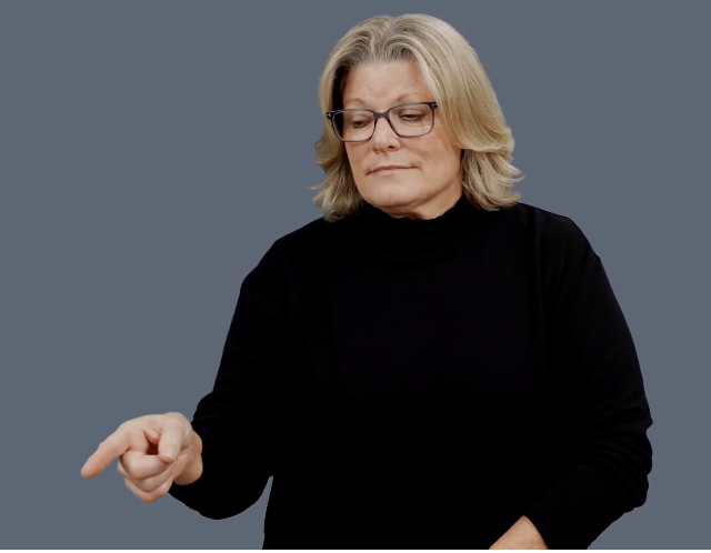 <p>Point with your index finger towards the ground</p>