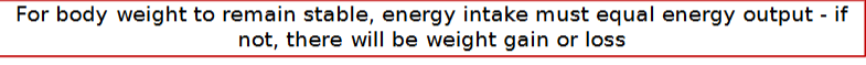 <ul><li><p>Nearly all energy from food is eventually converted to heat, which cannot be used to do work, but it</p><ul><li><p>warms tissues and blood</p></li><li><p>helps maintain homeostatic body temperature</p></li><li><p>allows metabolic reactions to occur efficiently</p></li></ul></li><li><p>Positive energy balance = weight, energy intake exceeds energy output. Vice versa for negative energy balance  </p></li></ul><p></p>