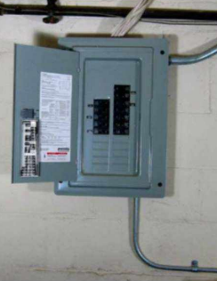 <p>electrical service panel</p>