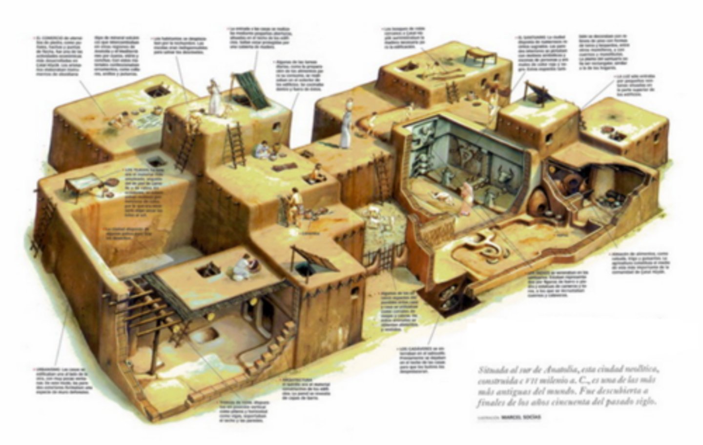 <p>Dense Neolithic settlement (7500-6400 BCE) with wall-entry homes.</p>