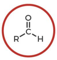 <p>R-C(O double bond)-H</p>