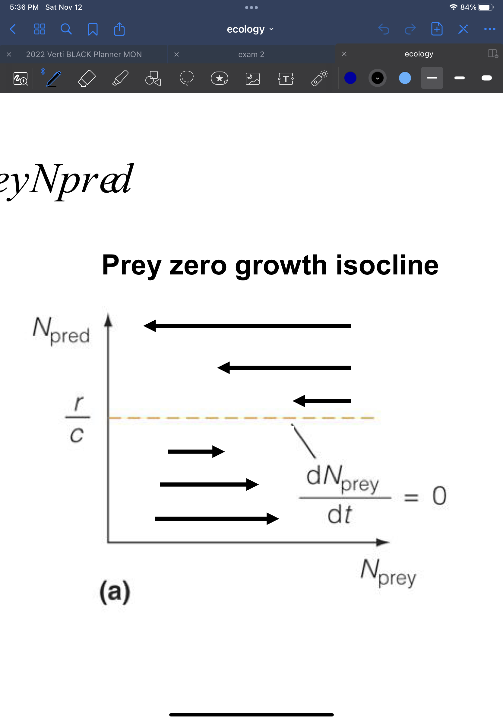 -predator density zero/low, exponential growth
-predator density increases; at some point mortality=births