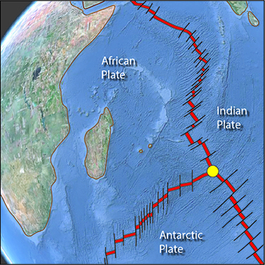 Sometimes more than two plates come together at a special kind of plate boundary, as shown in the figure. What type of plate boundary is shown here at the intersection between the African, Indian, and Antarctic plates