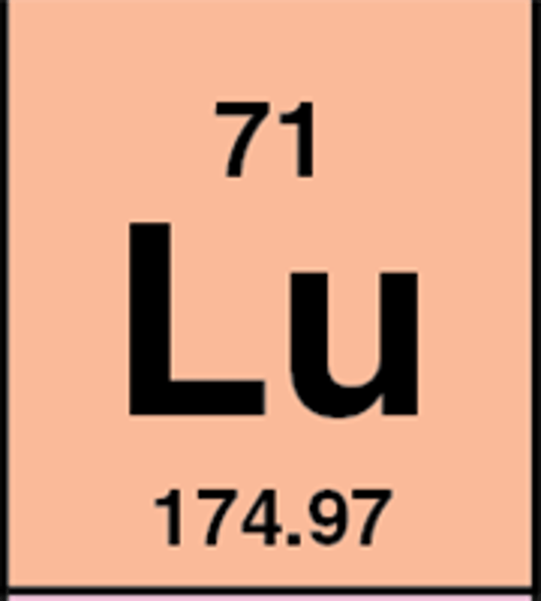 <p>Symbol: Lu</p><p>Atomic Mass: 175.0</p><p>Atomic Number: 71</p>
