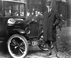 <p>automobile manufacturer who pioneered assembly-line mass production</p>