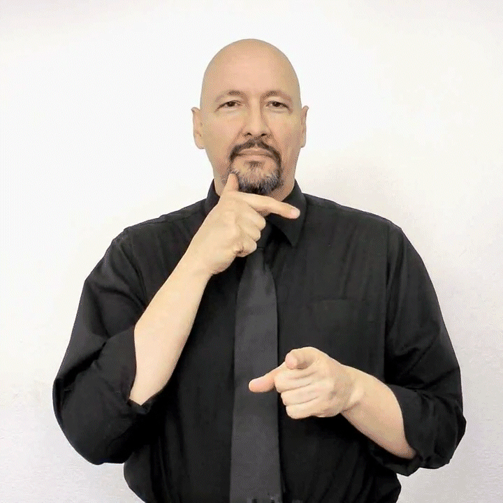 <p><span style="font-size: medium">starts with somewhat of an "L" handshape.&nbsp;The handshape is a cross between a "G" and an "L.")&nbsp; The right hand changes to a normal "G" handshape as it moves downward and makes contact with the non-dominant hand which is already in an "index finger / G handshape."&nbsp; The dominant hand is the one that moves. The non-dominant hand is stationary during this sign.</span></p>