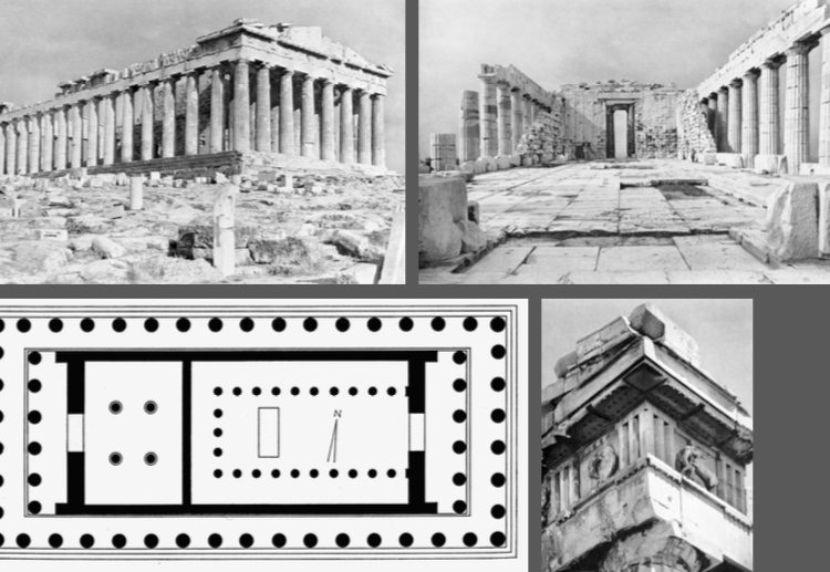 <ul><li><p>447-432 erbaut (unter Perikles). – frühes 5. Jh. n. Chr.</p></li></ul><p>dorischer Peripteral-Tempel</p><p></p><p></p>