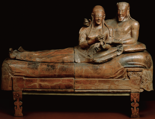 <p>What is the material of the sarcophagus with reclining couple (Fig. 6-5)?</p>