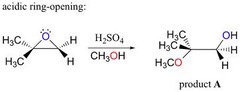 acid catalyzed ring opening rxn in which the acid attacks the more substituted carbon