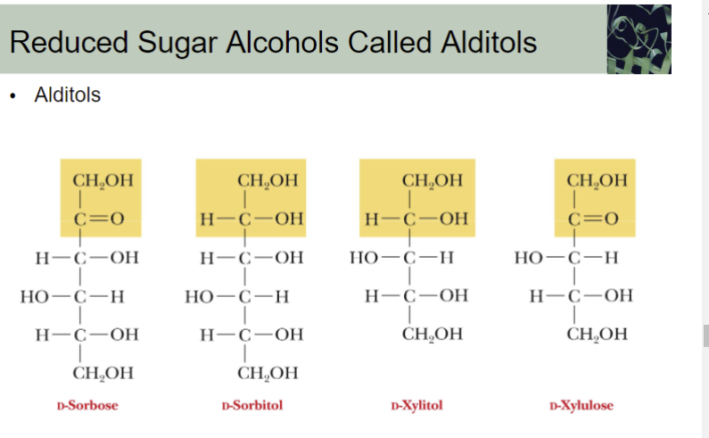 <p>Polyhydroxy compound called <strong>alditol</strong></p>