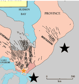 <p>North shores of Lake Huron, south of Superior craton</p>