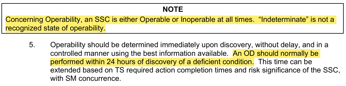 <p>NMP-AD-012 Operability Determinations</p><p>Three Required Entry Criteria</p><p>Time of Discovery</p>