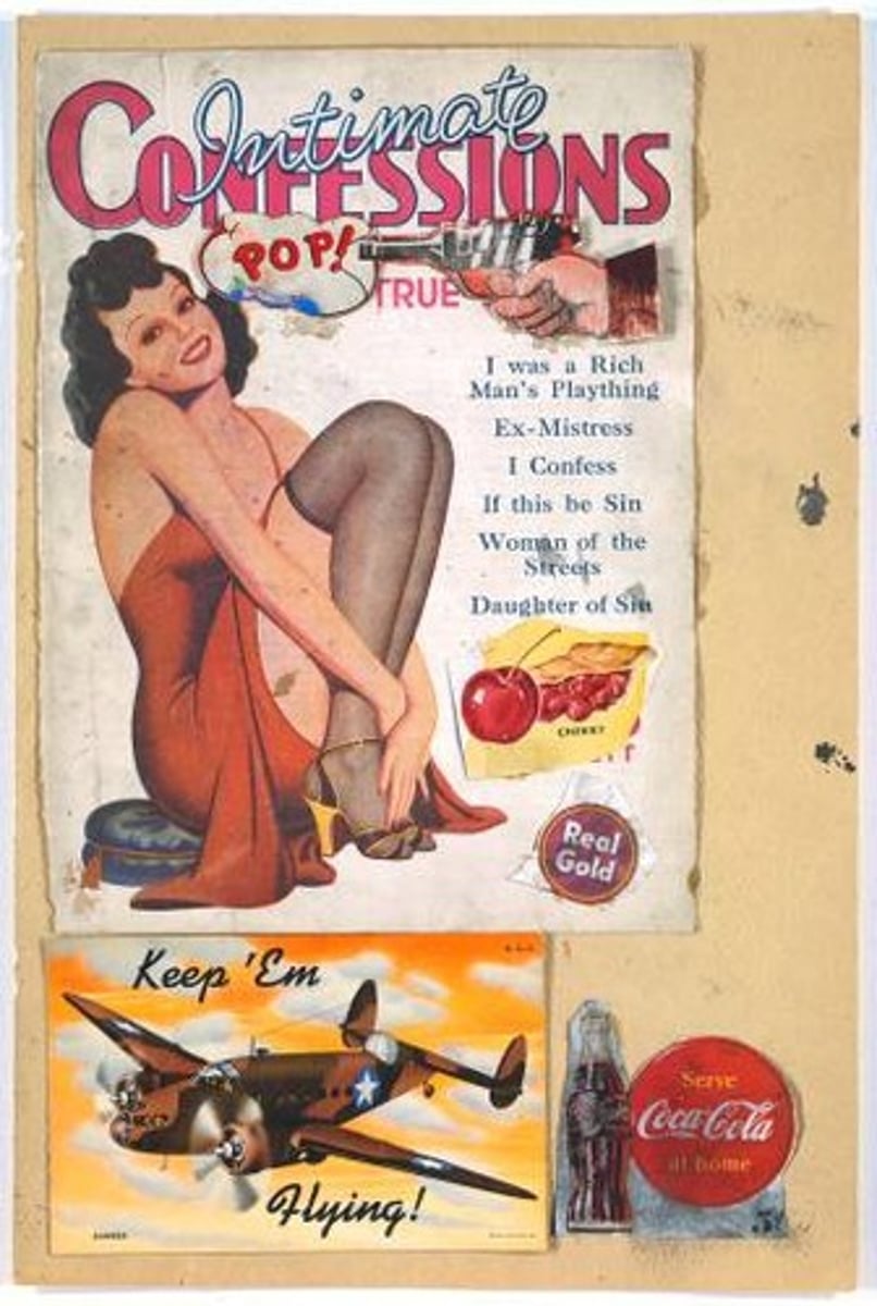 <p>Eduardo paolozzi, themes of technology, pop culture, and consumerism</p>