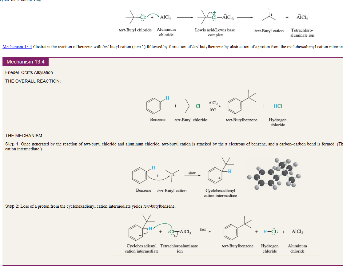 <p>benzene + secondary halide or tertiary halide</p><p>electrophile is carbocation</p><p><mark data-color="red">note:</mark> subject to rearrangement</p>