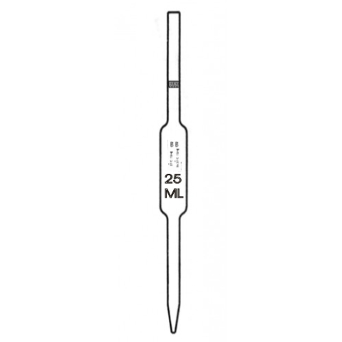 <p>A transfer volumetric pipet is a laboratory instrument used to accurately measure and transfer a specific volume of liquid. It is designed with a tapered tip and a calibrated volume marking on the stem. The user can draw up the desired volume of liquid by creating a vacuum with a pipette bulb or a mechanical pipette controller. The liquid can then be transferred to another vessel by releasing the vacuum. The accuracy and precision of a transfer volumetric pipet make it suitable for tasks that require precise volume measurements, such as preparing solutions or conducting experiments.</p>