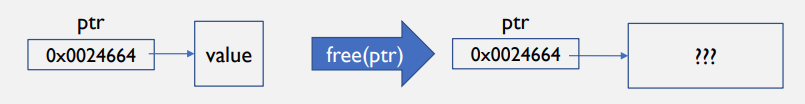 <p>When free() is called, the memory pointed to by the parameter is de-allocated, but the pointer variable will still be storing the address, this situation is called having a dangling pointer</p><p>Typically happens when </p><ul><li><p>free() is called but the pointer is not set to NULL afterwards by the programmer</p></li><li><p>Multiple pointers are pointing to the same memory, free() is called with one of them, programmer forgets to set all to NULL</p></li><li><p>This is an issue because if later this pointer is used, the dereferenced value can be anything (unused, or allocated to some other dynamic variable requests)</p></li></ul>
