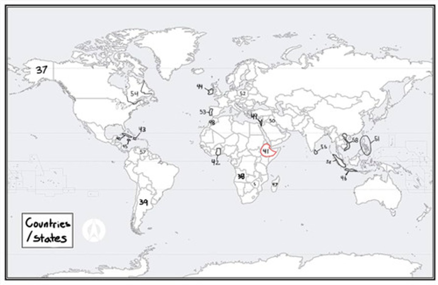 <p>What is #41? (countries/states)</p>