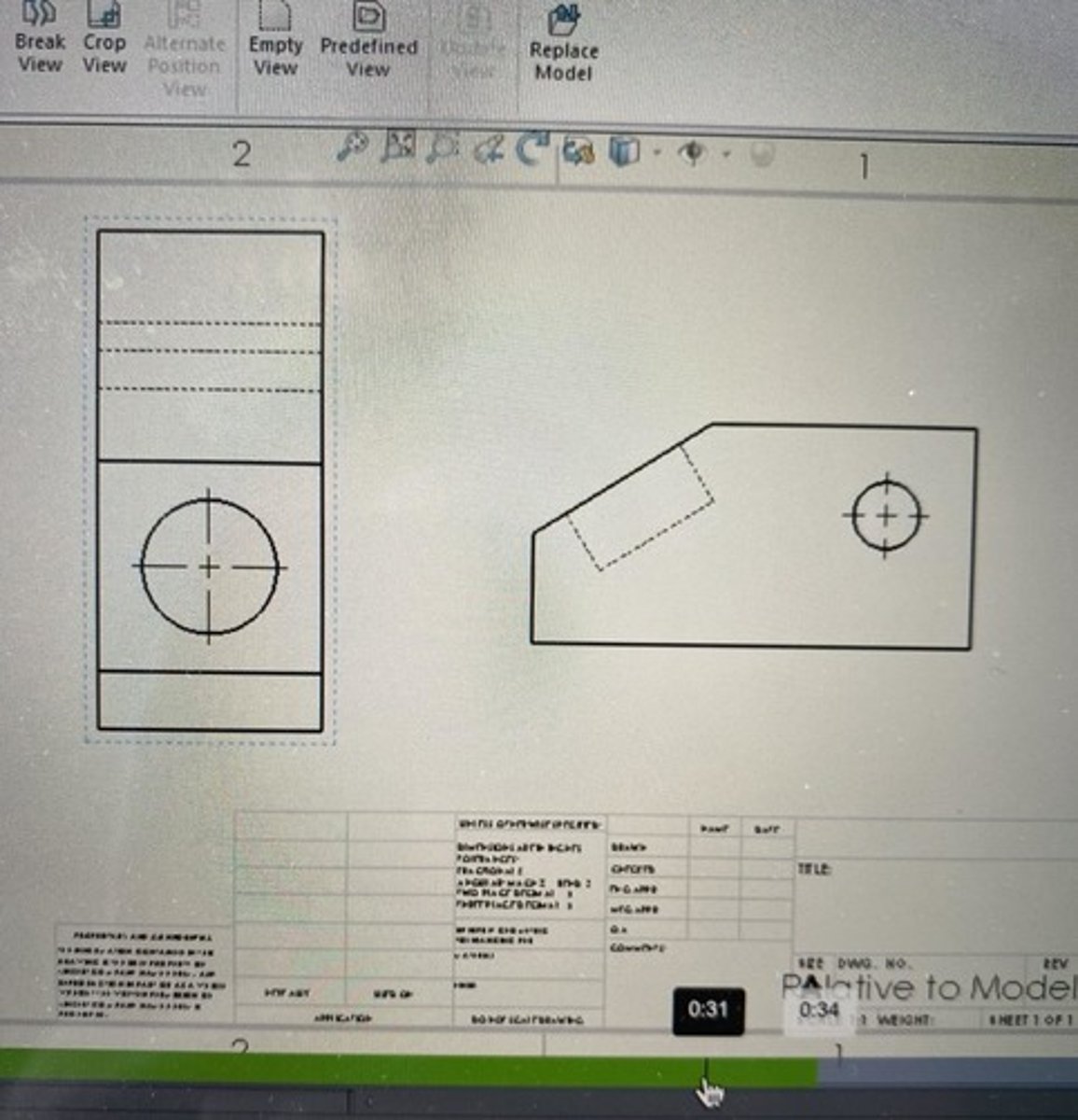 <p>Essentially allows you to create a view defined by interactively selecting faces from the model. Similar to an auxiliary view, but It does not require a parent view. Use to bring angled faces of a model parallel to a drawing sheet. No view arrow.</p>