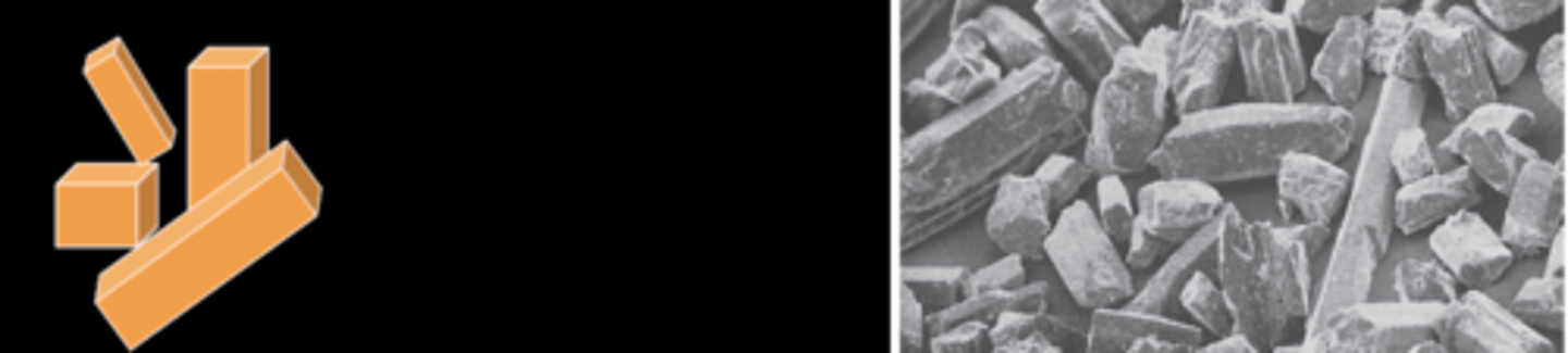 <p>Die stone</p><p>Shorter and thicker particles</p>