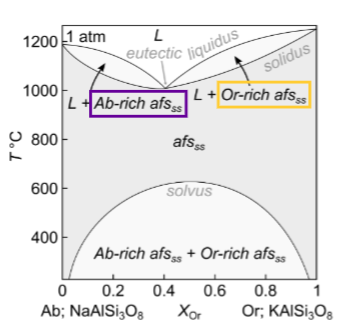 <p>What happens for equilibrium crystallisation at Or 0.25</p>
