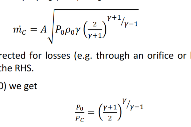 <p>Choked flow is when the flow rate through a restriction (nozzle) is at it’s maximum. This occurs when the Mach number is 1 which is when the fluid is traveling at sonic velocity. The critical pressure ratio is significant because it shows when a flow will be choked. It is the ratio of the Pressure at the restriction / the Pressure just before the restriction.</p>