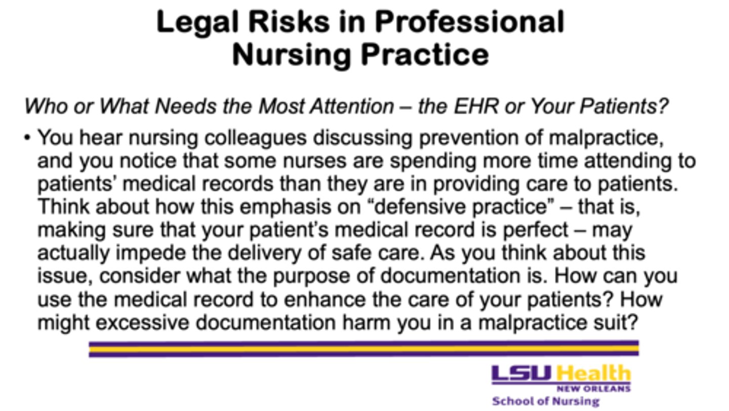 <p>- focus on using documentation to enhance patient care, not just to protect themselves legally</p>