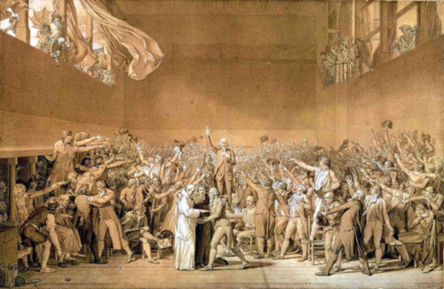 <p>A meeting of the Third Estate on June 20, 1789 that took place after they were locked out of the normal meeting place to work on a new constitution for France.</p>