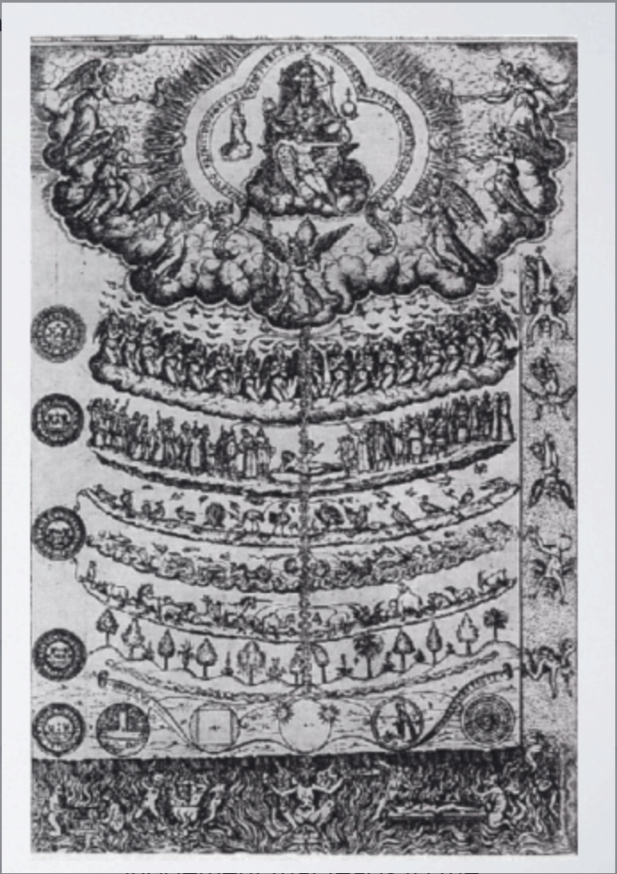 <p><span>The Elizabethan belief that all creation is ordered in a hierarchy from God down to inanimate objects; disrupting this order leads to chaos.</span></p>